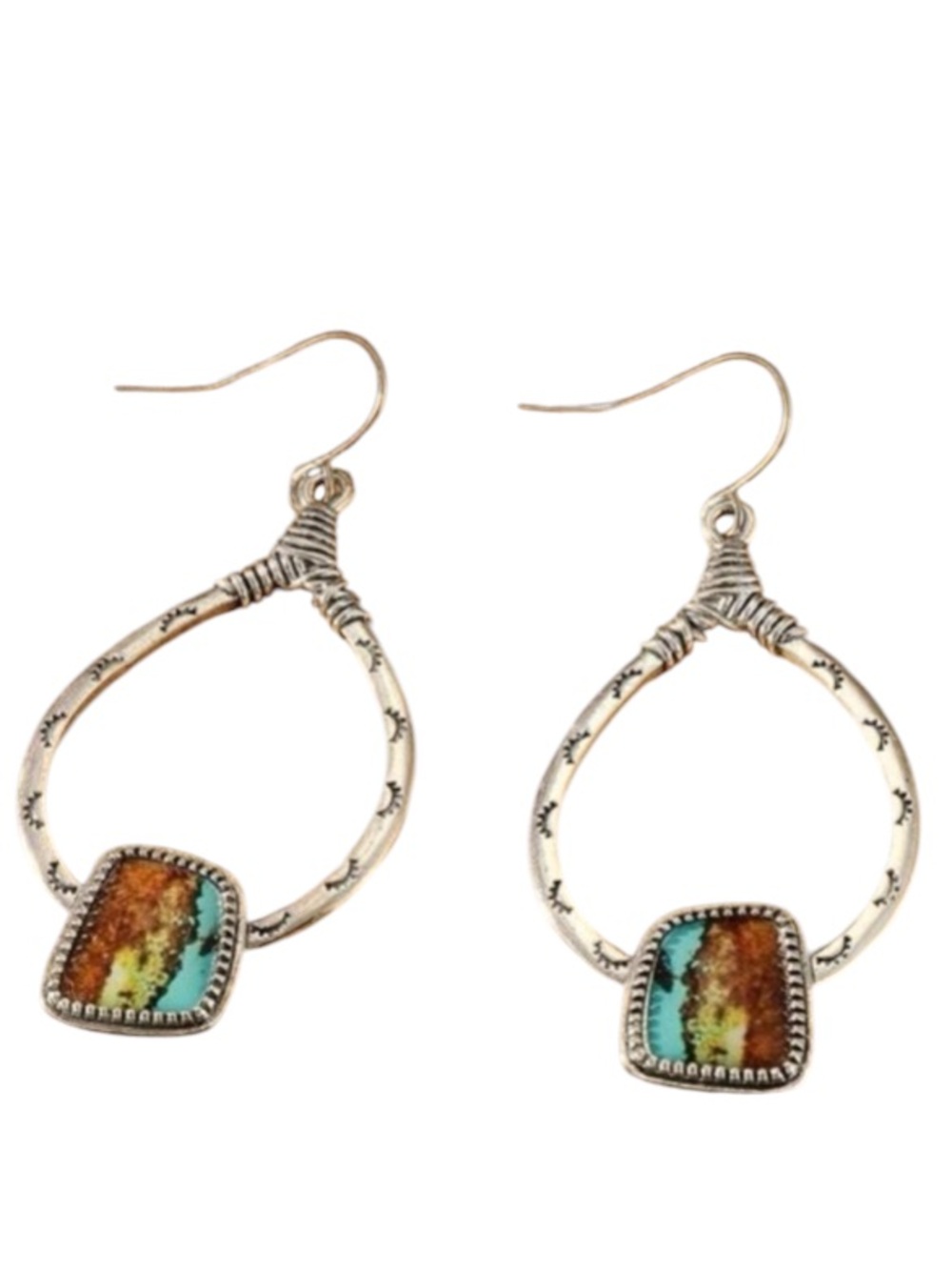 1pair Bohemian Creative Water Drop Shaped Pendant Drop Earrings For Women